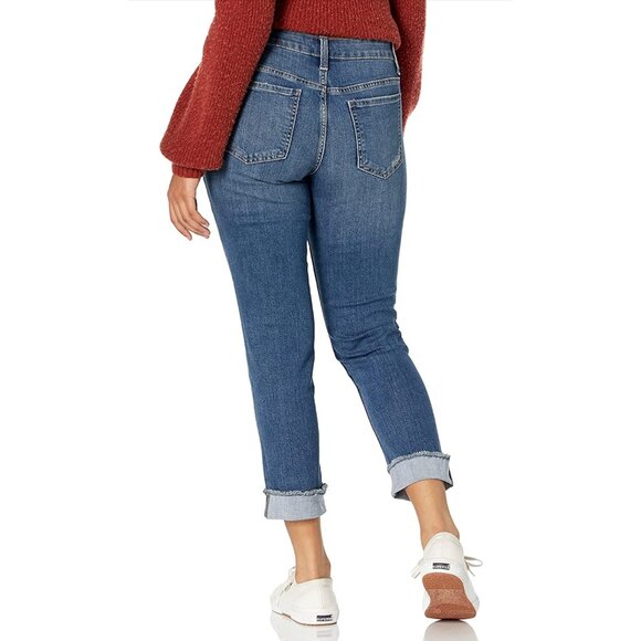 π 2/$30 π Lee Riders Women's Boyfriend Fringed Cuff Jeans Sz 8 - Picture 2 of 4